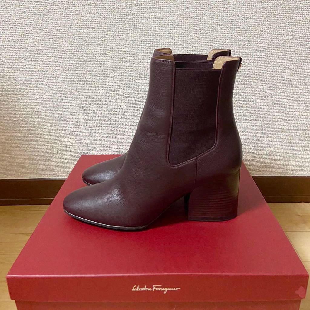 ☆ほぼ新品☆ サルヴァトーレ・フェラガモ サイドゴア ショートブーツ 7 D Salvatore Ferragamo ブーツ