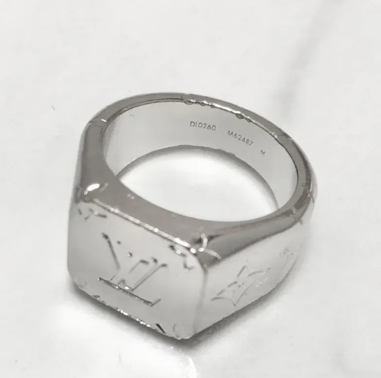  Vuitton ring signet silver motif Logo men's M ring 2 *