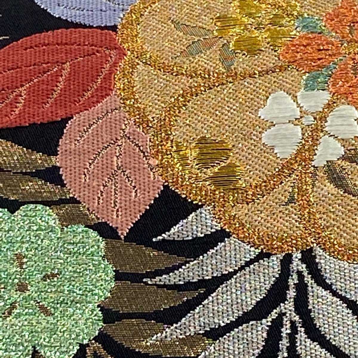 蘇州刺繍 蒋雪英 丸花文に蝶の図 多色 金色 袋帯 A797-6 www.thetantra