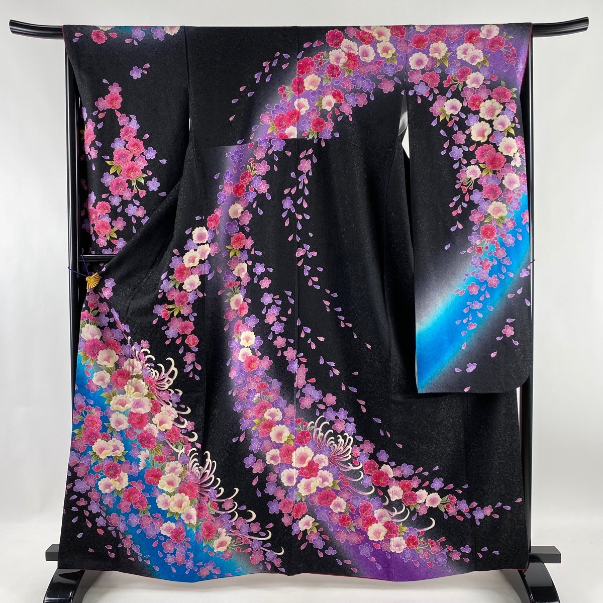まとめ買い】 菊 桜 名品 美品 【競ナビ】振袖 銀通し 【中古】 正絹 M