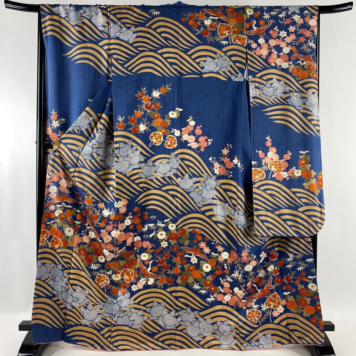 振袖 美品 逸品 落款あり 吾妻徳穂 草花 雲文 金糸 金彩 M 正絹 セット
