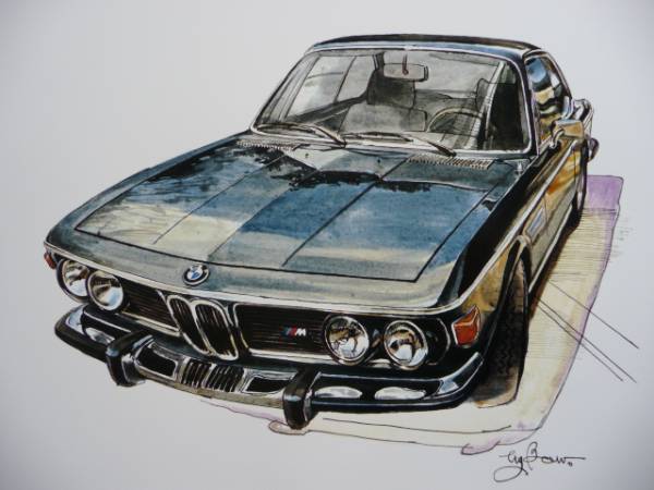 ■BOWイラスト額■BMW3.0CS■48■_画像2