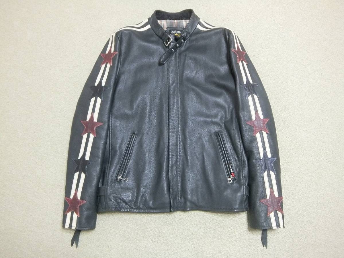 希少 廃版 Schott Leather Star Patch ビンテージ加工 シングルレザー