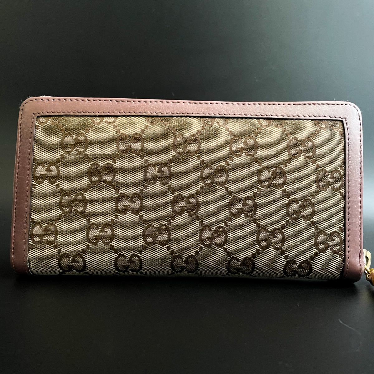 GUCCI グッチ 長財布 ピンク ＧG柄 ラウンドファスナー - 小物