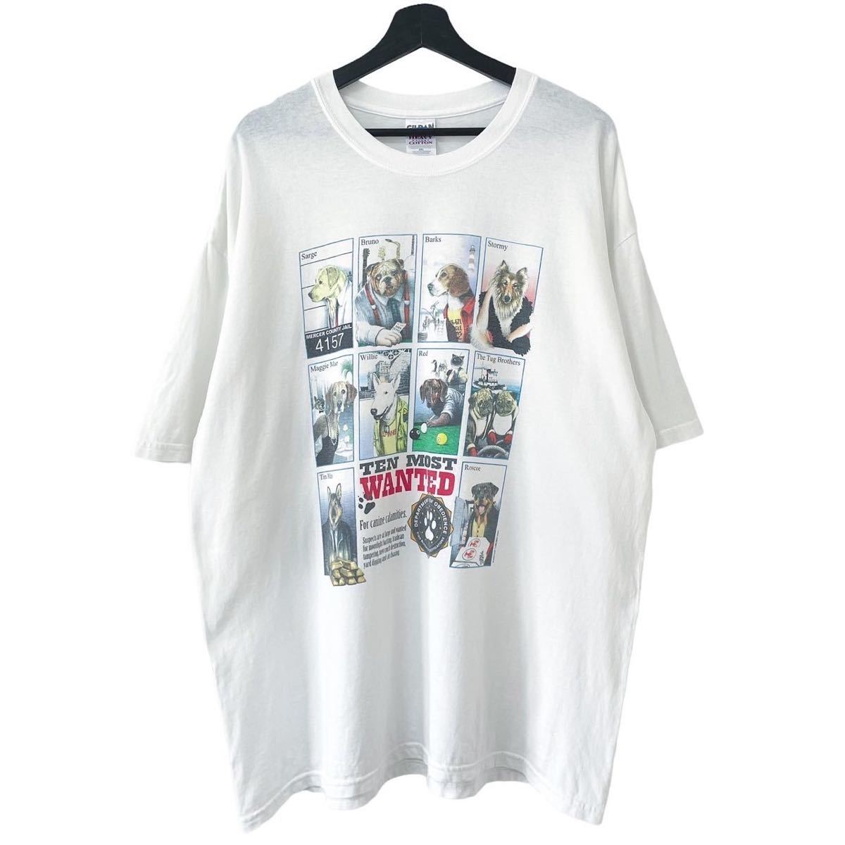 ■激レア■00s TOM GRIFFIN TEN MOST WANTED 犬 変装 パロディ アート Tシャツ XXL トムグリフィン 90s USA製 ビンテージ_画像1