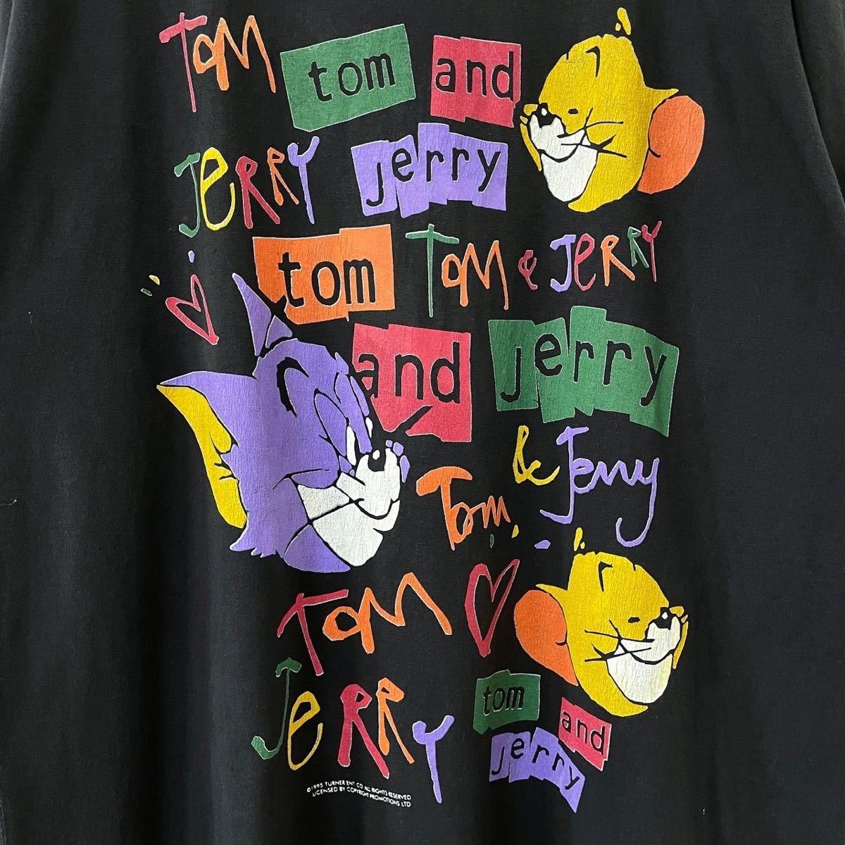 ■激レア■90s TOM&JERRY キャラ アート Tシャツ XL トムとジェリー ワーナー ハンナバーベラ USA製 80s ビンテージ_画像2