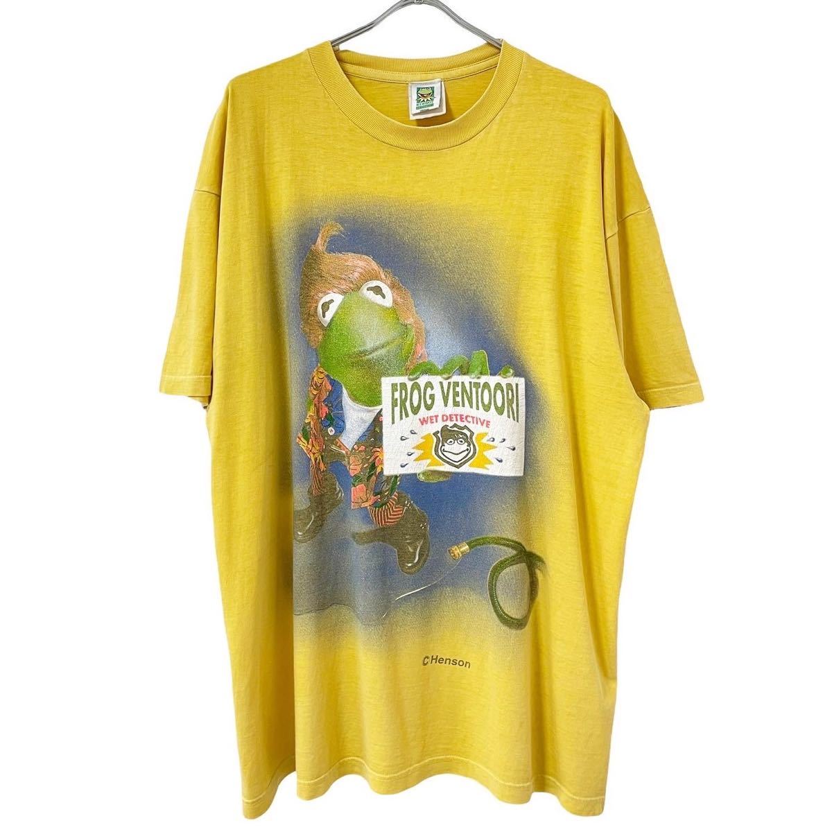 ■超激レア■90s KERMIT ACE VENTURA 映画 ムービー パロディ アート Tシャツ XL カーミット ジムキャリー 企業 USA製 ビンテージ_画像1