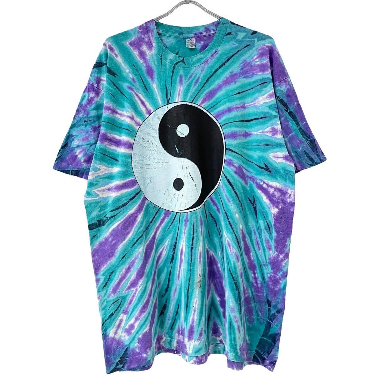 ■激レア ■90s USA製 陰陽 タイダイ アート Tシャツ XXXL XL XXL YIN YANG PEACE スマイリー ビンテージ