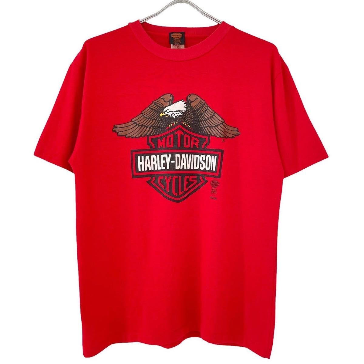 ■激レア■80s カナダ製 HARLEY DAVIDSON イーグル Tシャツ L相当 ハーレー ダビッドソン バイク 3D emblem 豚 USA製 ビンテージ_画像1