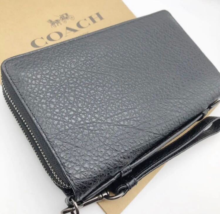 COACH☆新品】大人気☆再入荷☆ダブルジップ☆ブラック☆レザー☆長財布☆-