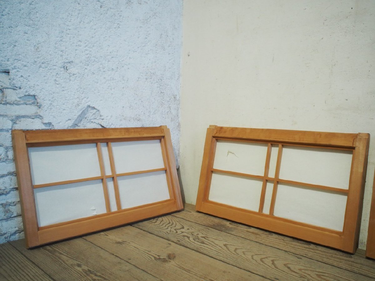 yuG0179*(2)[H37,5cm×W64,5(63,5)cm]×4 sheets * simple . design. small ... old shoji door * fittings sliding door sash block shop retro Vintage S under 