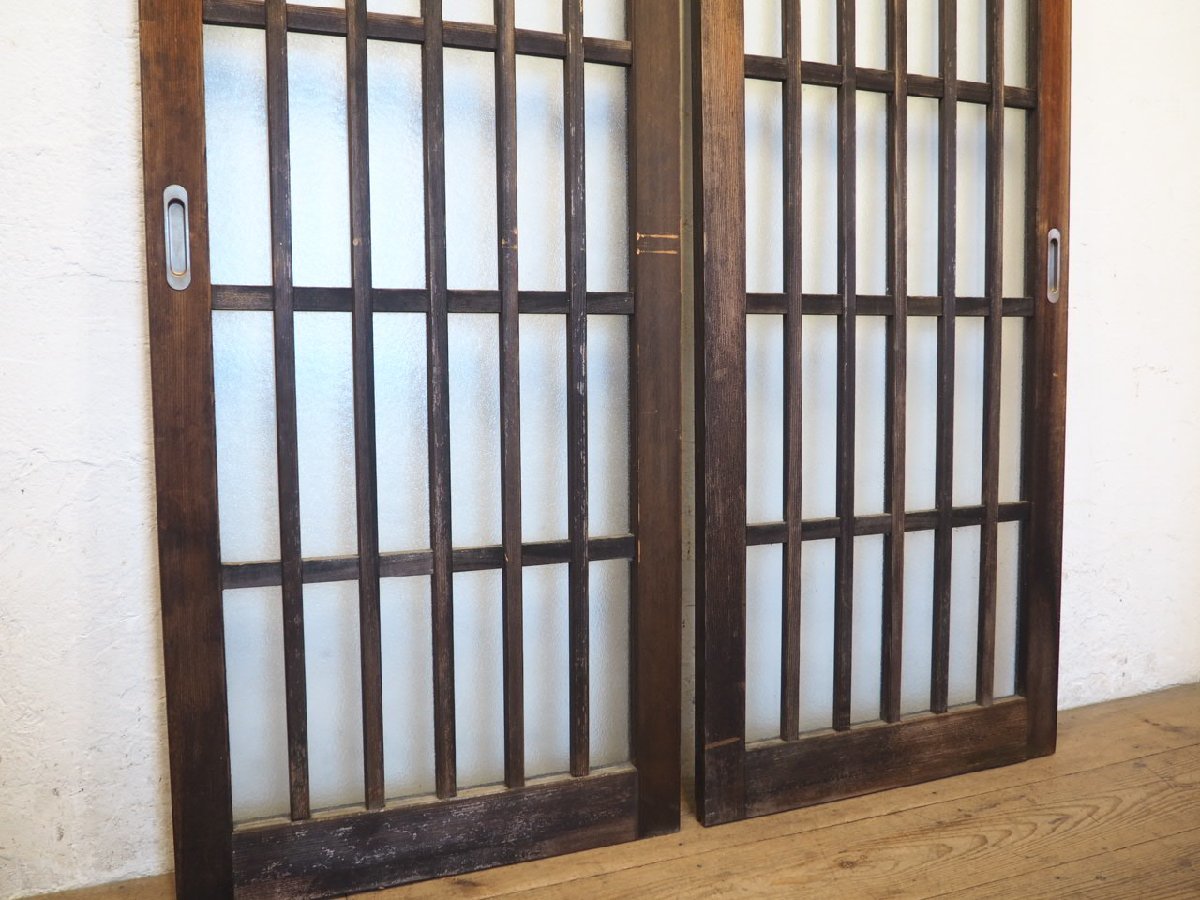 taG0472*(2)[H182cm×W67,5cm]×2 листов * античный * тест ... есть большой дерево рамка-оправа стекло дверь * двери раздвижная дверь .. дверь рама старый дом в японском стиле retro L сосна 