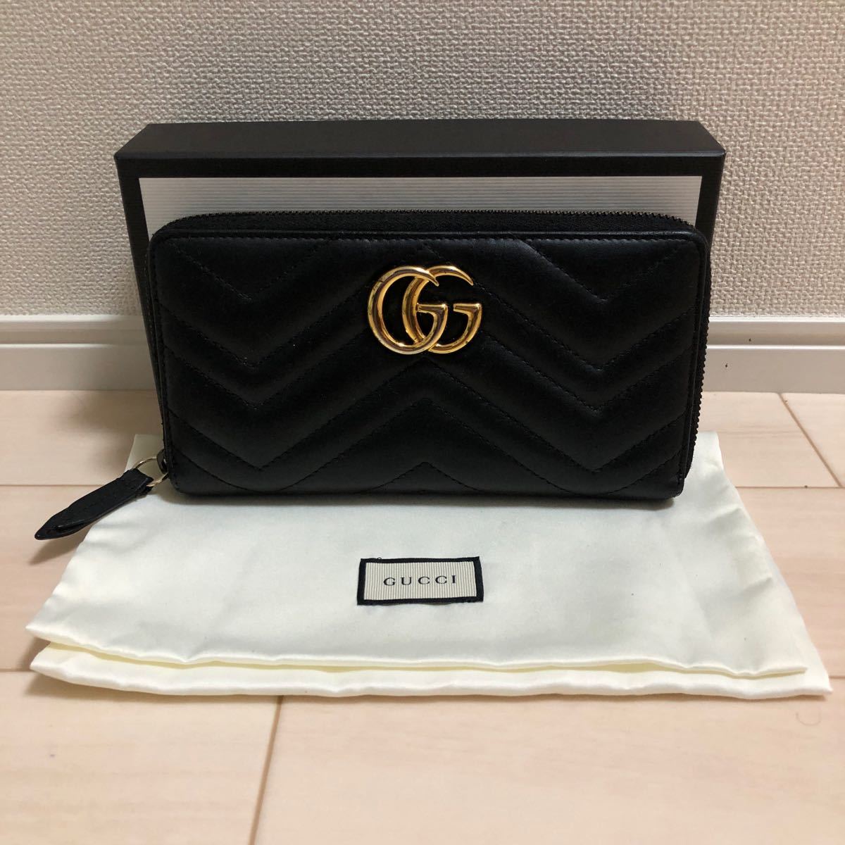 GUCCI グッチ GGマーモント キルティング ラウンドファスナー 長財布