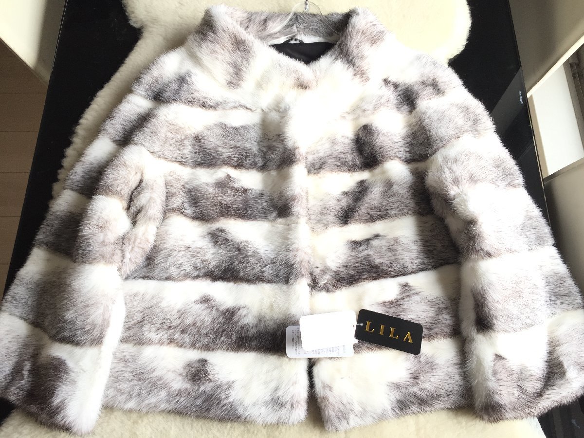 新品タグ付　KOPENHAGEN FUR コペンハーゲンファー　×　VIOLETA　最高峰　ヒマラヤ柄　クロスミンクコート☆3L_画像1