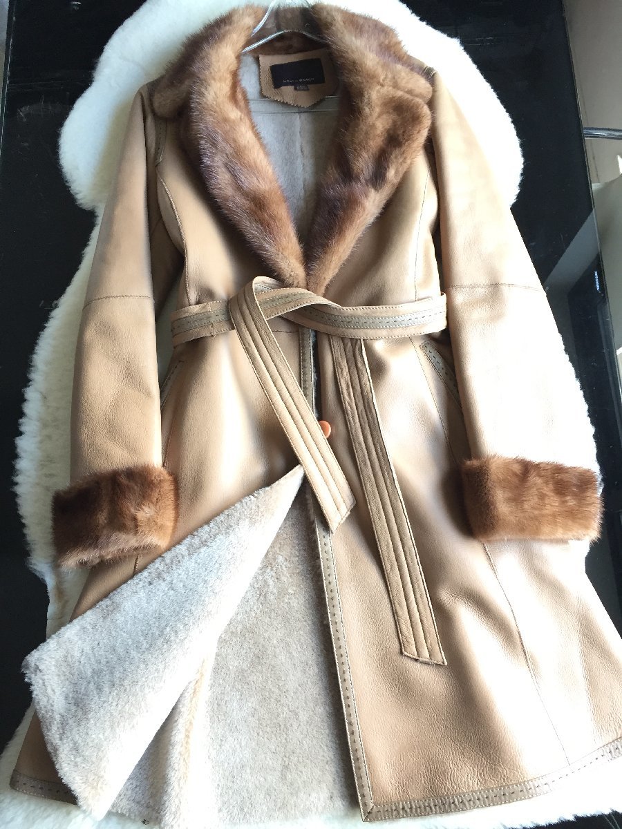 極美品】NORTH BEACH リアルムートンコートホワイトベージュ 毛皮