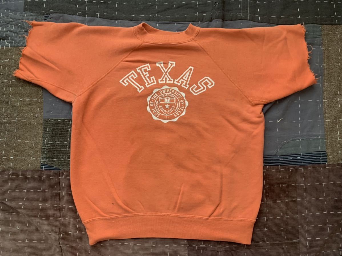 50s 60s TEXAS Vintage тренировочный orange cut off vintage orange orange подмышка приспособление большой размер teki подвеска короткий рукав 