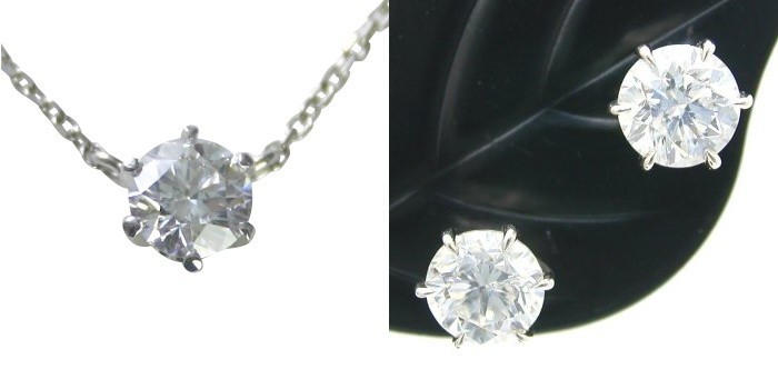 ダイヤモンド ネックレス ピアス 0.226ct Dカラー VS1クラス 3EXカット H&C 0.4ctup Dカラー VSクラス 3EXカット H&C CGL_画像1