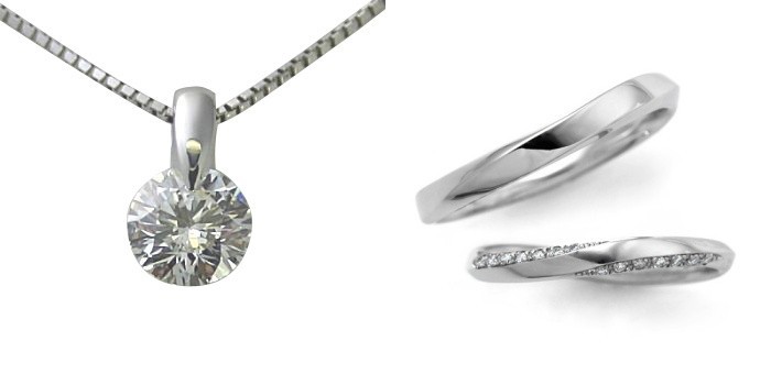 婚約 ネックレス 結婚指輪 3セット ダイヤモンド プラチナ 0.3カラット 鑑定書付 0.39ct Dカラー VVS1クラス 3EXカット GIA