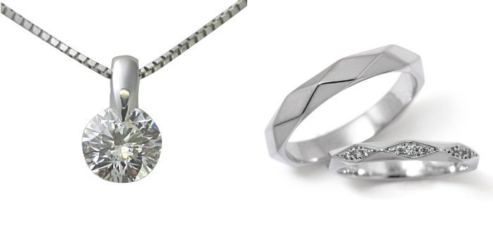 婚約 ネックレス 結婚指輪 3セット ダイヤモンド プラチナ 0.4カラット 鑑定書付 0.45ct Dカラー VVS2クラス 3EXカット GIA