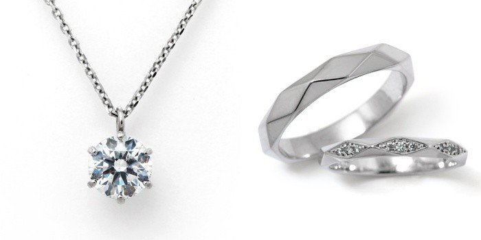 婚約 ネックレス 結婚指輪 3セット ダイヤモンド プラチナ 0.4カラット 鑑定書付 0.45ct Dカラー VVS2クラス 3EXカット GIA