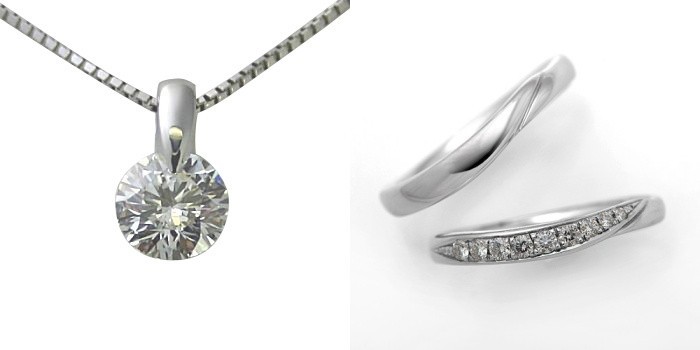 ダイヤモンド ネックレス 婚約 結婚指輪 3セット 安い プラチナ 0.3カラット 鑑定書付 0.375ct Dカラー IFクラス 3EXカット H&C CGL_画像1