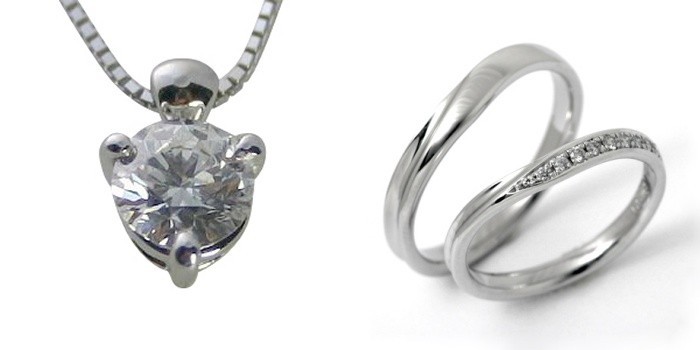 ダイヤモンド ネックレス 婚約 結婚指輪 3セット 安い プラチナ 0.3カラット 鑑定書付 0.359ct Gカラー VS2クラス 3EXカット H&C CGL