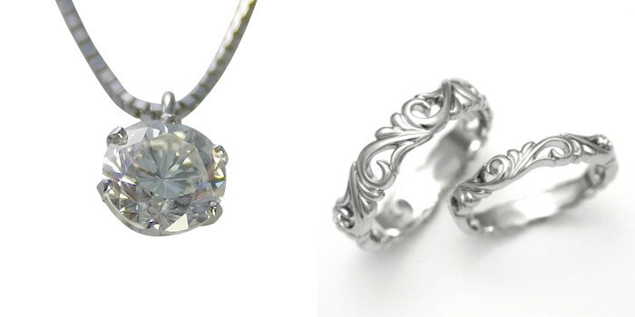 ダイヤモンド ネックレス 婚約 結婚指輪 3セット 安い プラチナ 0.4カラット 鑑定書付 0.427ct Fカラー VS2クラス 3EXカット H&C CGL_画像1