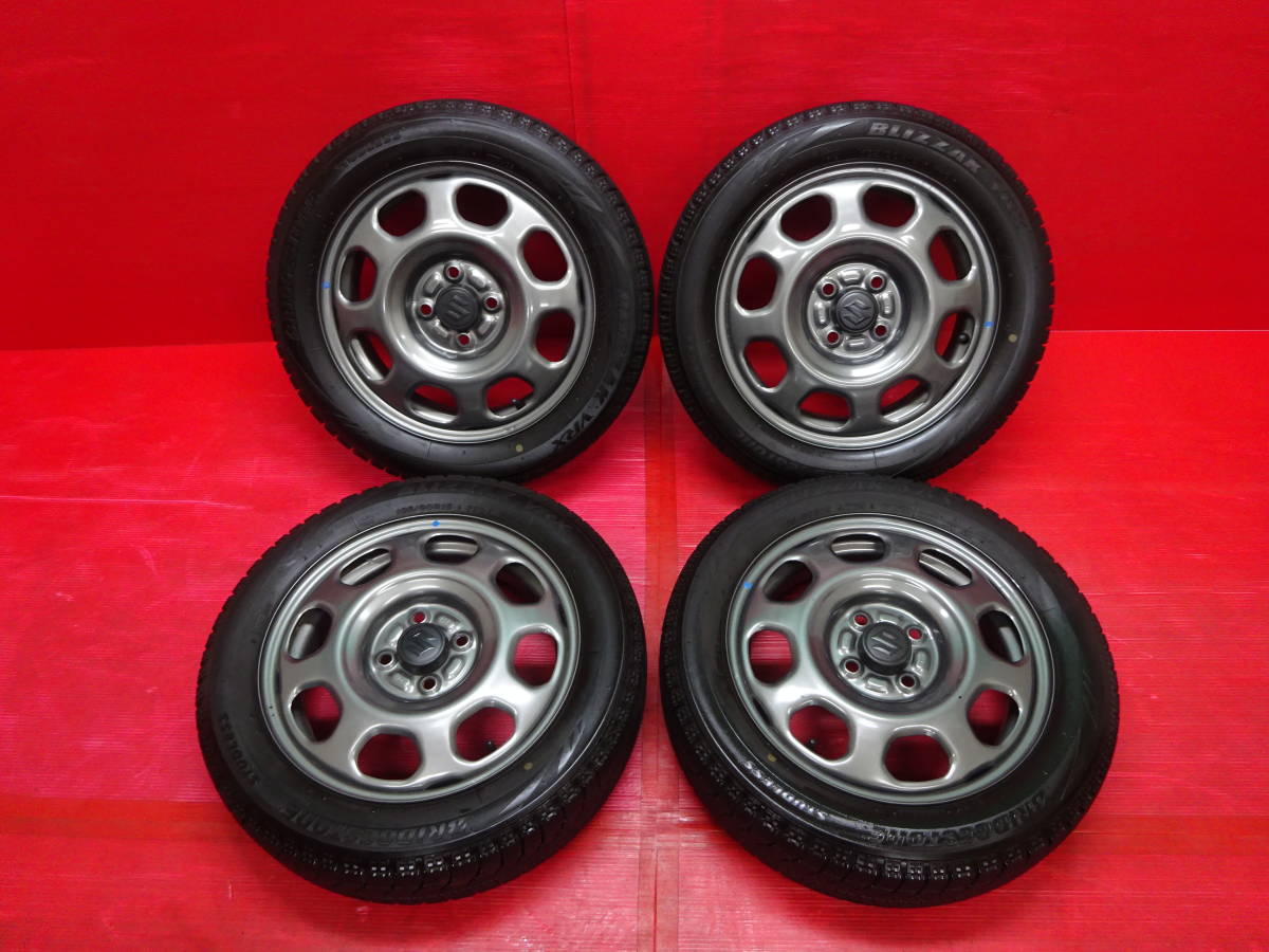 スズキ ハスラー純正15インチホイール 4本 4.5J 4H 100 BS BLIZZAK VRX 165/60R15 ソリオ マツダ フレアクロスオーバー スタッドレスタイヤ