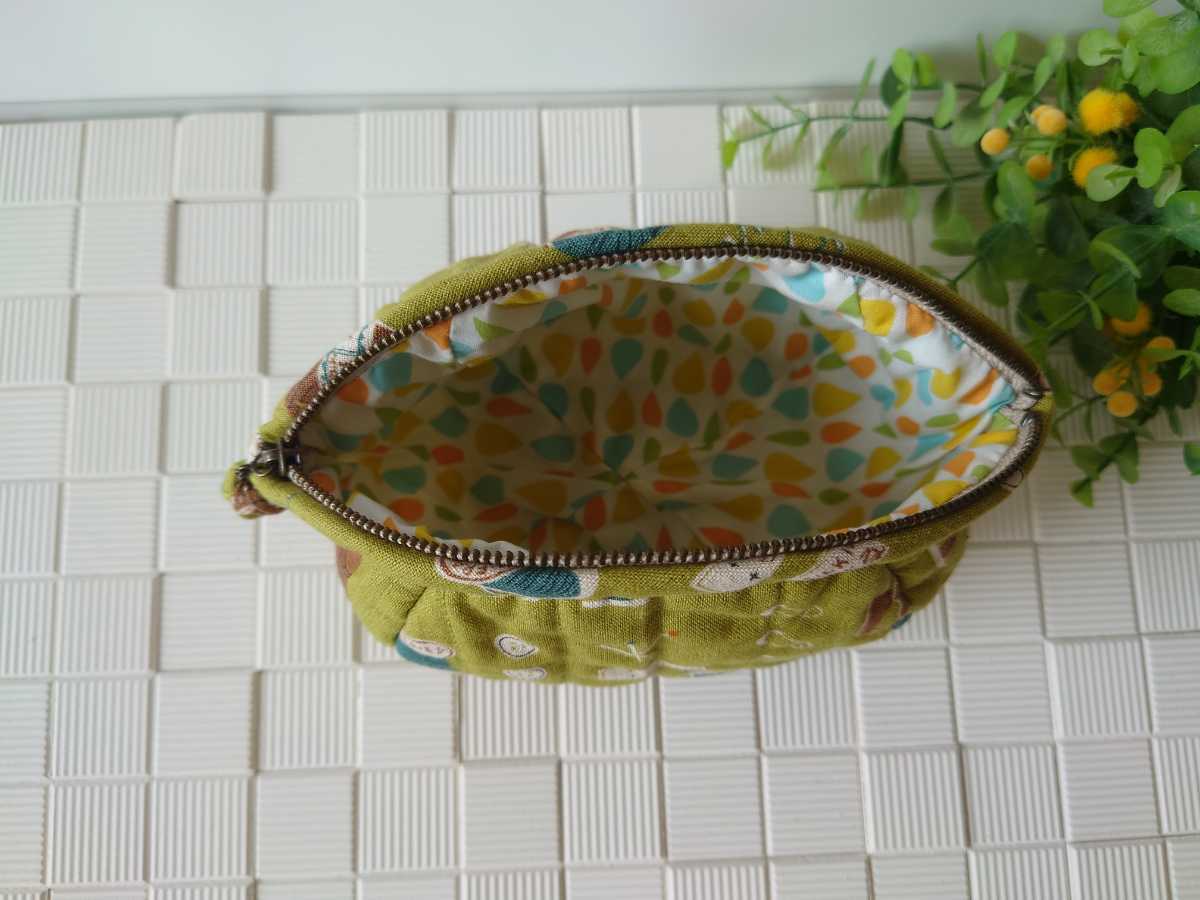 *** hand made make-up pouch [ Cafe green color ] ***
