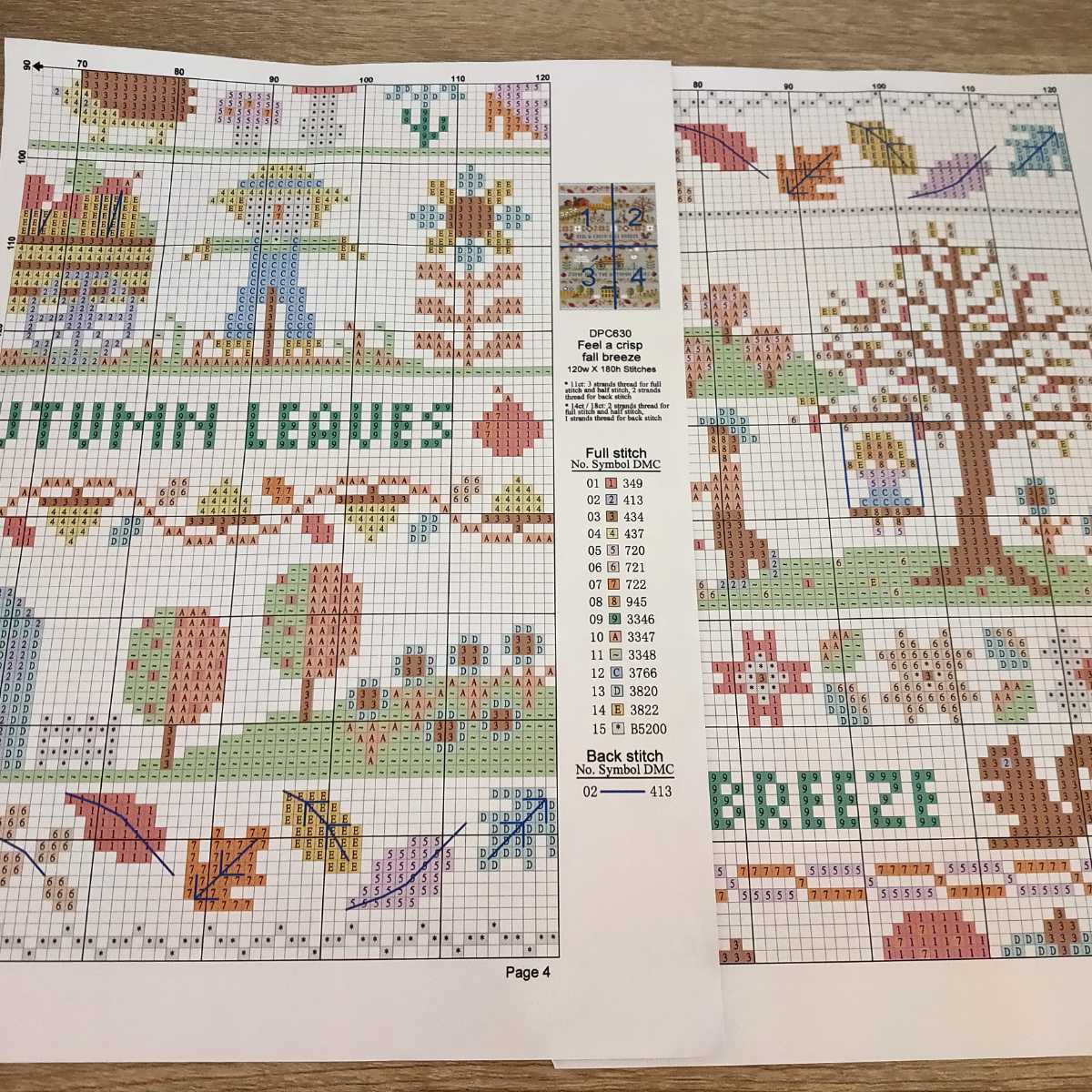 クロスステッチキット autumn 秋 (グレー) 14CT 28×40cm 図案印刷なし 刺繍 モチーフ