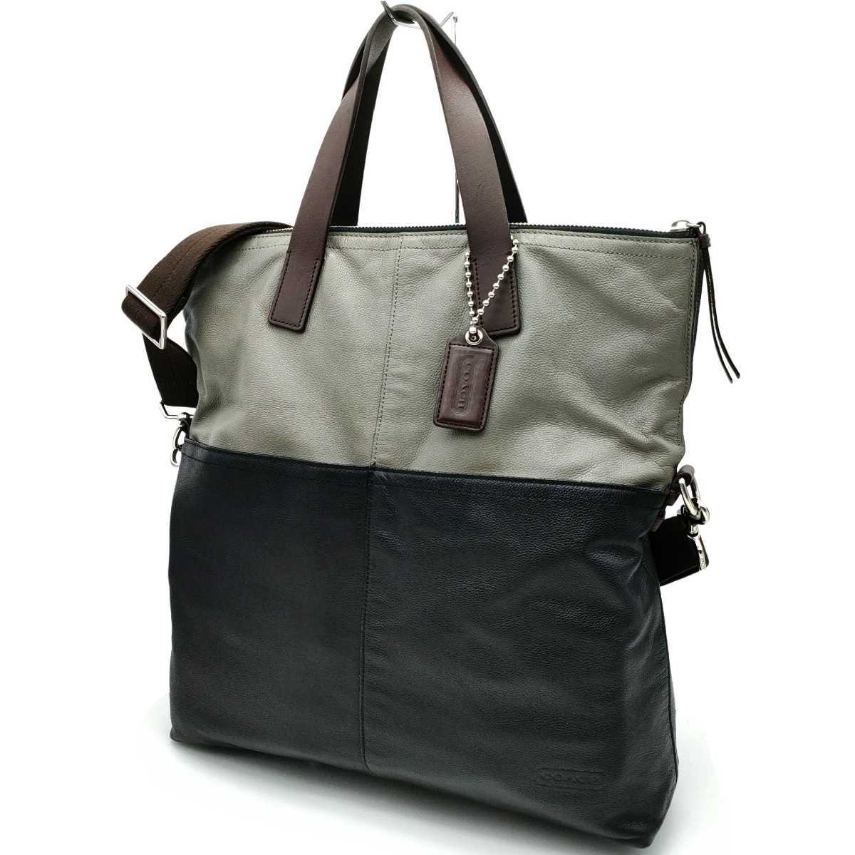 送料無料 美品 COACH コーチ メンズ トートバッグ トンプソン カラー