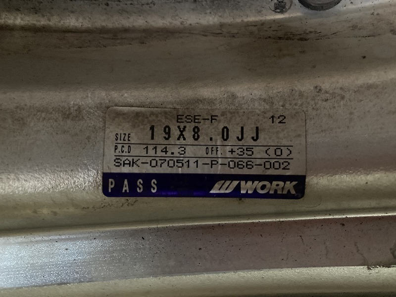 WORK EUROLINE ユーロライン ESE-F 19インチ 8.0J+35 PCD114.3 4本通し ワーク 8J