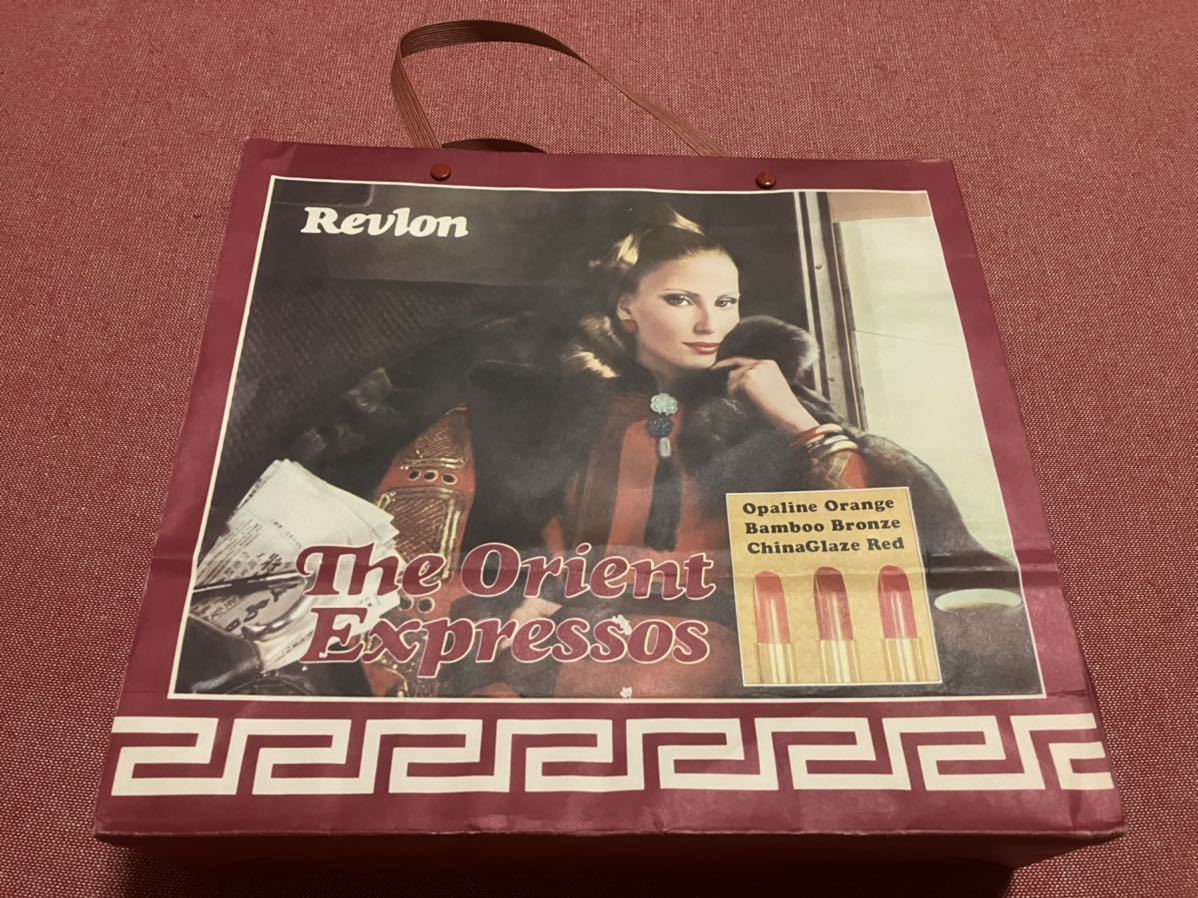 希少！昭和レトロ 70年代 Revlon レブロン 化粧品 手提げ袋 紙袋 アンティーク_画像1