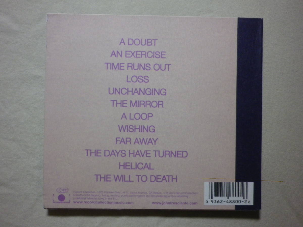 『John Frusciante/The Will To Death(2004)』(RECORD COLLECTION 9362-48800-2,EU盤,歌詞付,Digipak,Red Hot Chili Peppers)_画像2