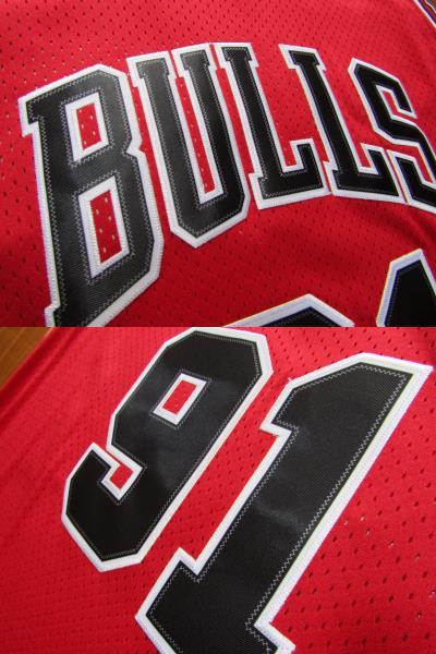 美品 NBA RODMAN #91 デニス・ロッドマン BULLS シカゴ・ブルズ ユニフォーム ゲームシャツ　ジャージ　刺繍　マイケル・ジョーダン　赤