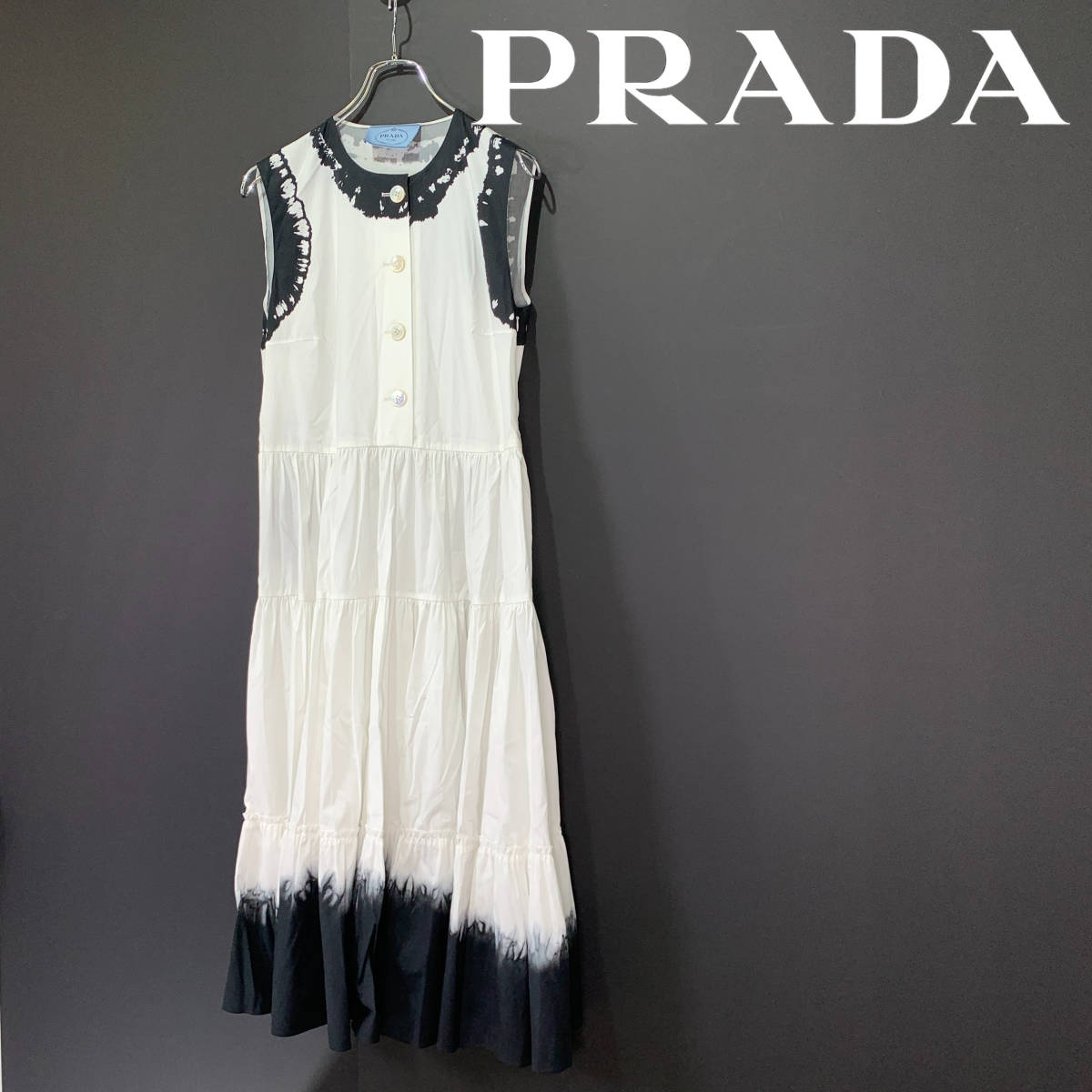 税込?送料無料】 ワンピース フレア ギャザープリーツ プラダ PRADA