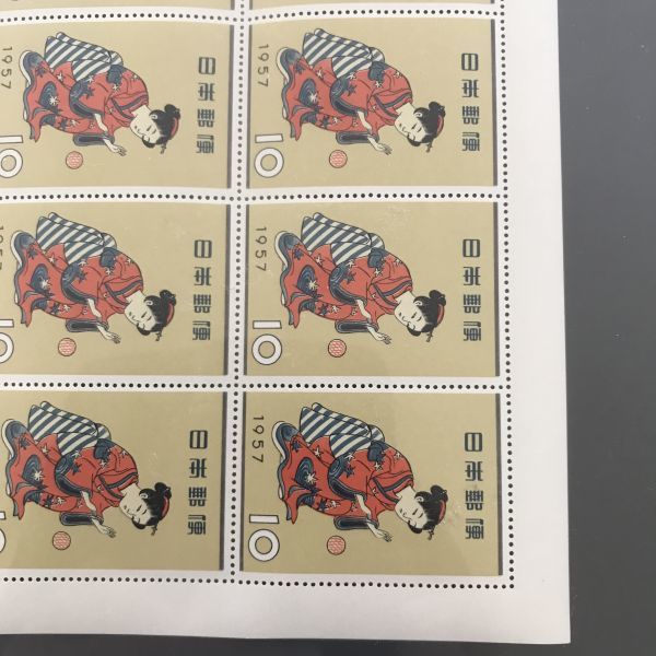 ☆即決 10円切手 切手シート 切手趣味週間 まりつき 鈴木春信 1957 昭和32年の画像4