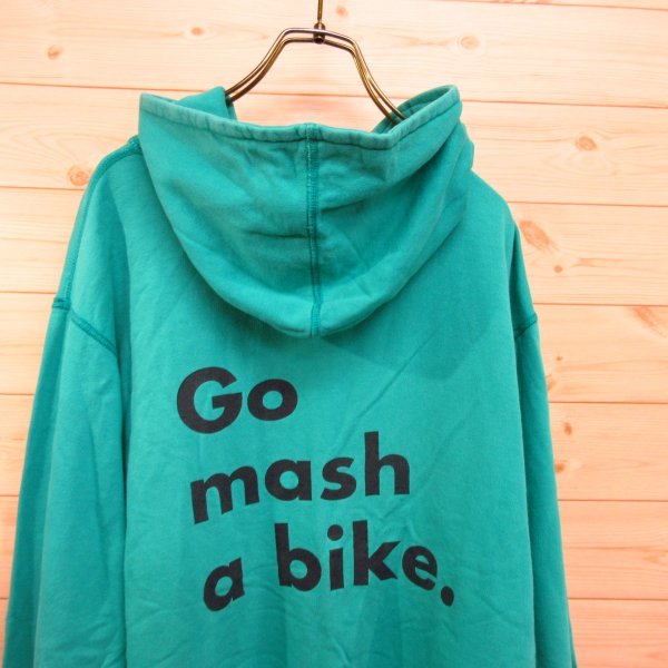 ◯MASH マッシュ USA製◆パーカー スウェット GO MASH A BIKE サイクリング 自転車 ピスト◆メンズ ミント Lサイズ◆A10579_画像2