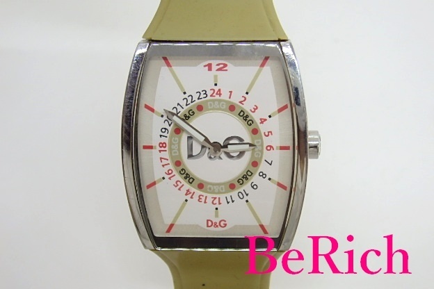 ドルチェ ＆ ガッバーナ Dolce & Gabbana メンズ 腕時計 トノー型 ホワイト 文字盤 SS ラバー クォーツ【中古】bt2135_画像1