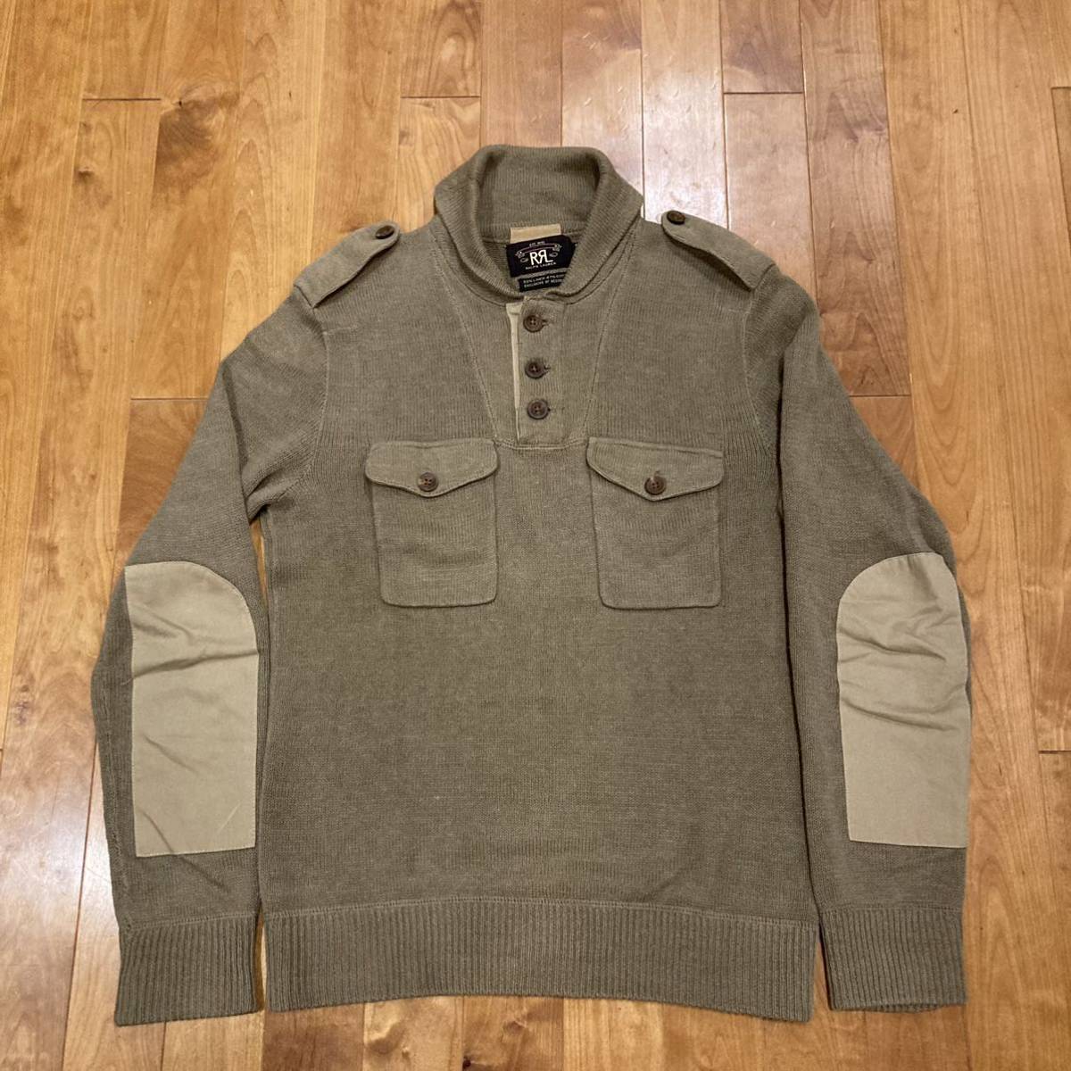 XS 数度着用の美】RRL Double RL Knit Pullover Khakiダブルアールエル