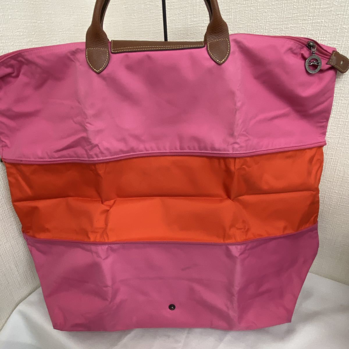 LONGCHAMP ロンシャン プリアージュ トートバッグ 大容量 伸ばせます　ピンク　オレンジ　_画像3