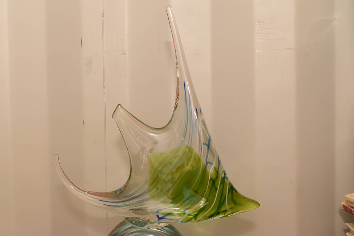 高さ41.5cm ガラス 熱帯魚 魚 エンゼルフィッシュ 置物 ガラス細工 昭和レトロの画像6