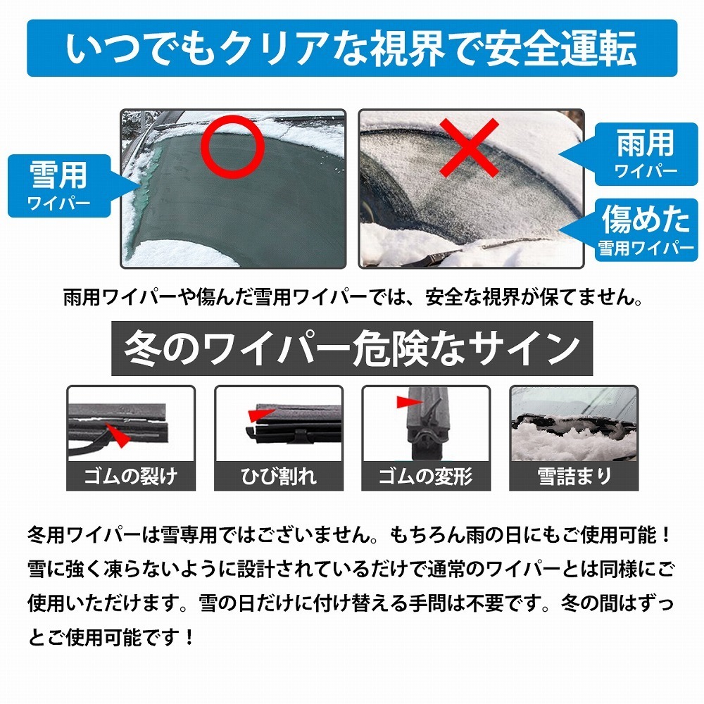 三菱 B11W系 eKワゴン 運転席側&助手席側 セット スノーワイパーブレード 冬用 雪用 グラファイト仕様 アタッチメント付き 高品質_画像2