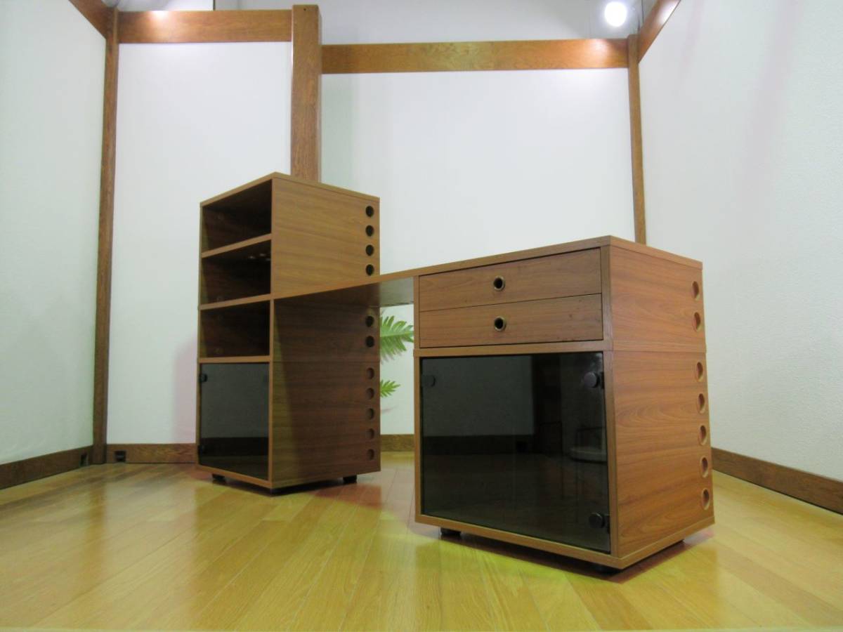 YAMAHA ヤマハ製 マリオベリーニ デスク オーディオボード ラック リビングボード オフィス スタジオ キャビネット Designer Mario Bellini_画像7