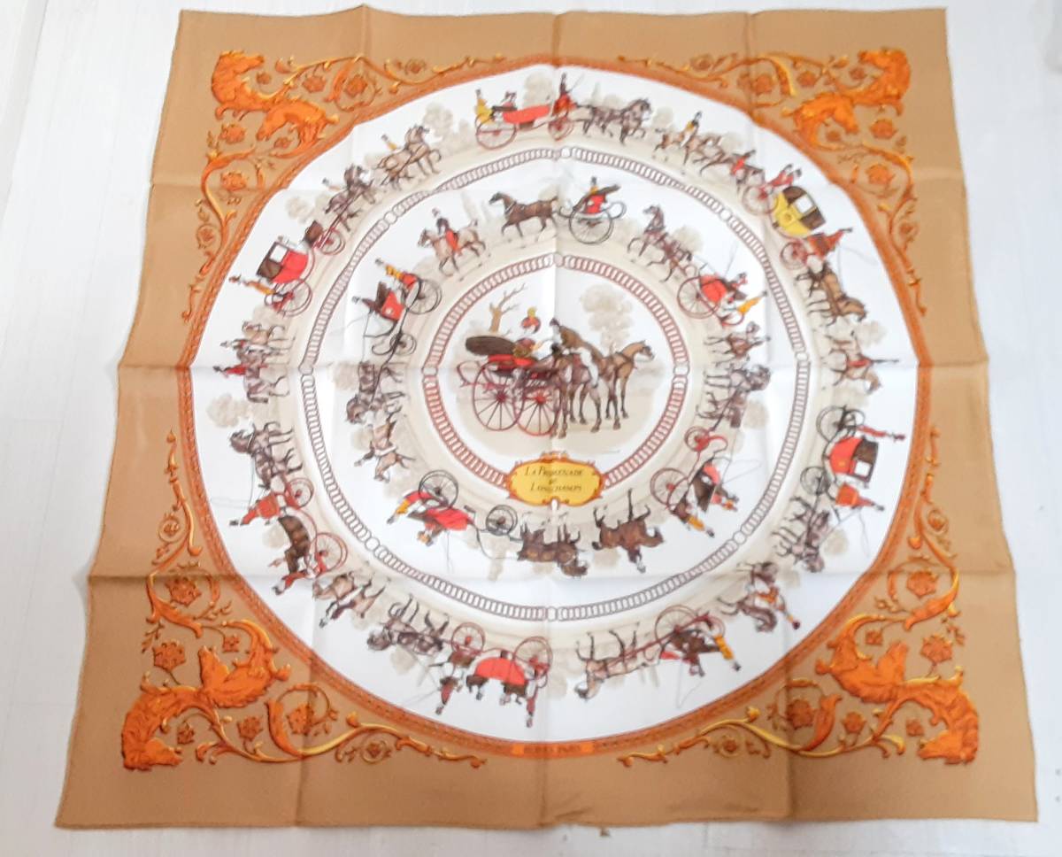 1円【未使用】HERMES エルメス カレ90 ロンシャンへの散歩 スカーフ