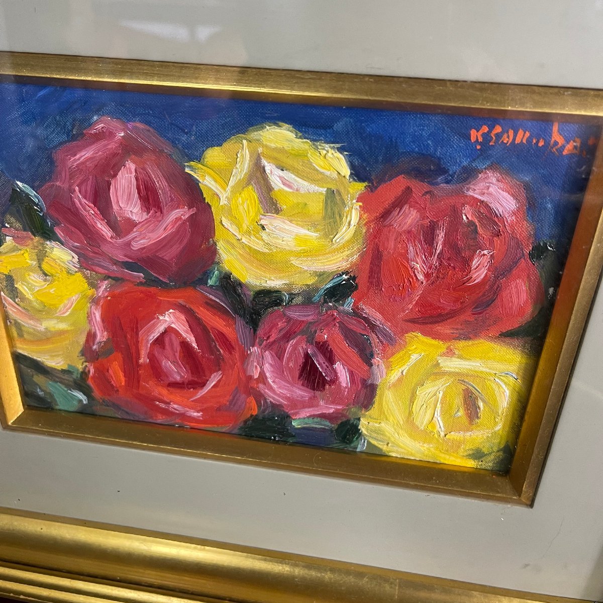 新入荷 バラの花の油絵 絵画/タペストリ - hangarbaycafe.com