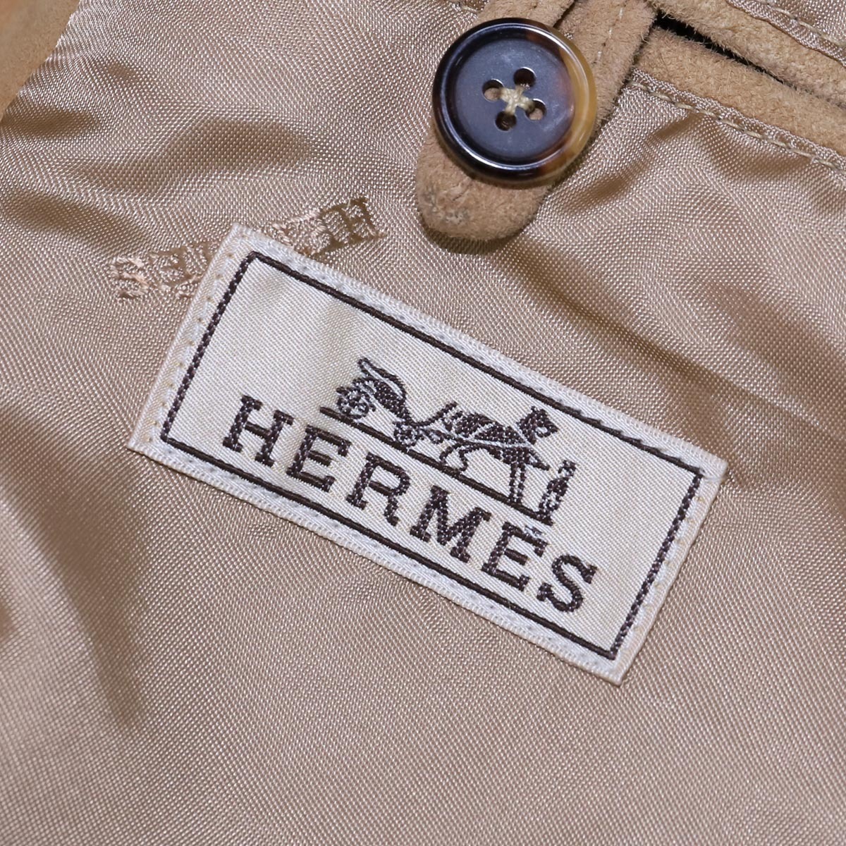 本物 超美品 エルメス 最高級ラムスキン ハンドステッチストライプ ririジップ レザーブルゾン メンズ56 アウター ジャケット HERMES_画像8