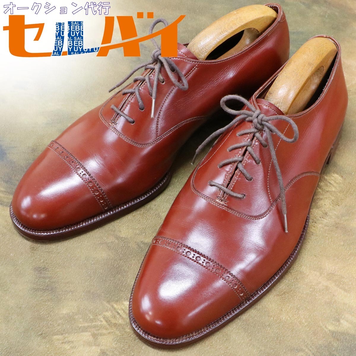 本物 極上品 ポールセンスコーン 特注品 パンチドキャップトゥ OXFORD メンズレザーシューズ 紳士靴 ウッドツリー付 POULSEN SKONE