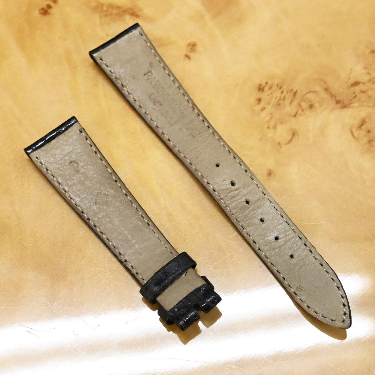本物 美品 パティックフィリップ 純正品 クロコダイルレザーベルト 18mm幅 ブラック 腕時計用 クロコレザー ウォッチバンド PATEK PHILIPPEの画像2