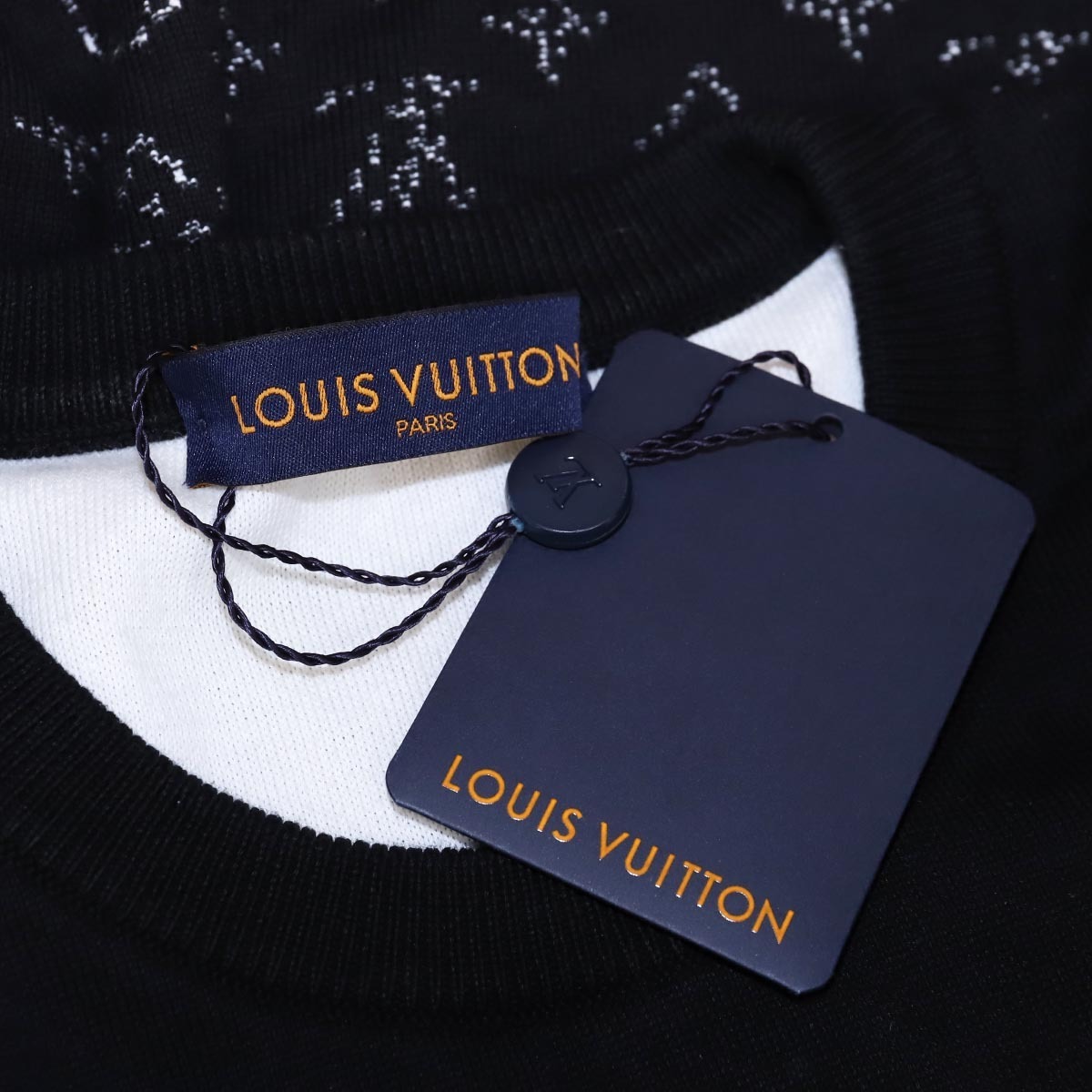  genuine article beautiful goods Louis Vuitton 20AW gradation monogram total pattern knitted sweater men's M black tops long sleeve domestic regular goods LOUIS VUITTON